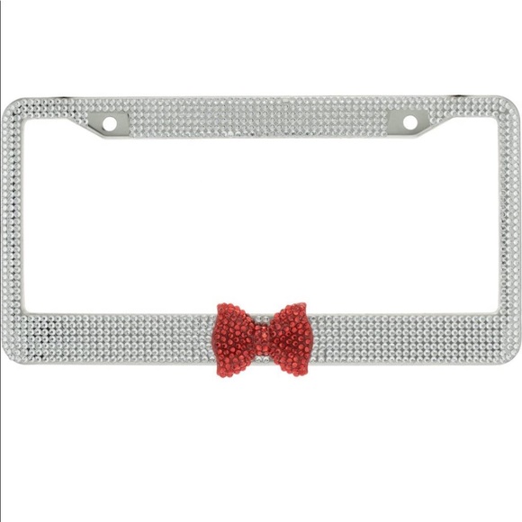 License Plate Frame Bow Rhinestone Bling - Picture 1 of 7